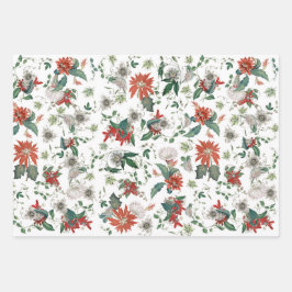 Elegante Vintage Poinsettia Weihnachten Blume Geschenkpapier Set