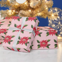 Elegante Vintage Poinsettia Weihnachtsfeiern Blume Geschenkpapier