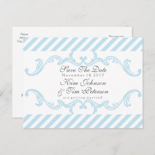 Elegante Vintage Postkarte Save the Date (Vorne/Hinten)