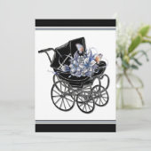 Elegante Vintage Pram Baby Dusche Einladung (Stehend Vorderseite)