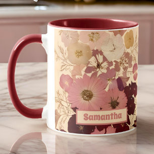 Elegante Vintage-Pressblume Ombre Tasse
