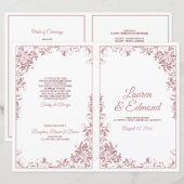 Elegante Vintage Reben Hochzeitsprogramme Dusty Ro (Vorne/Hinten)