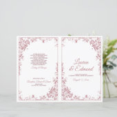 Elegante Vintage Reben Hochzeitsprogramme Dusty Ro (Stehend Vorderseite)