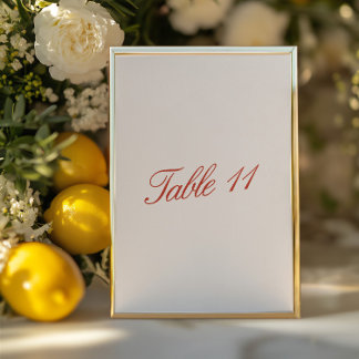 Elegante Vintage Red & Ivory Wedding Tischnummer