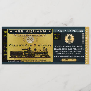 Elegante Vintage-Reise-Zugticket-Einladung Einladung