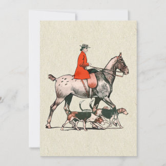 Elegante Vintage-Reiterin mit Hunden Feiertagskarte