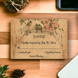 Elegante Vintage Retro Altes Dessin Rustikale Hoch RSVP Karte