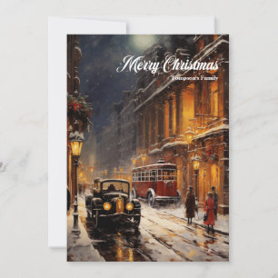 Elegante vintage retro klassische Weihnachtsstadt Feiertagskarte