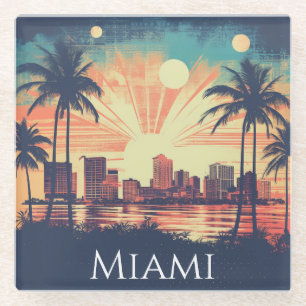 Elegante Vintage Retro Miami Florida Reise Glasuntersetzer