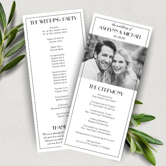 Elegante Vintage Roaring 20er Foto Hochzeit Programm