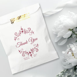 Elegante Vintage Romance Burgund Floral Wedding Geschenktütchen