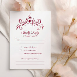 Elegante Vintage Romance Burgund Floral Wedding RSVP Karte