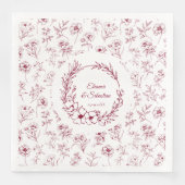 Elegante Vintage Romance Burgund Floral Wedding Serviette (Vorderseite)