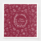Elegante Vintage Romance Burgund Floral Wedding Serviette (Vorderseite)