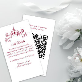 Elegante Vintage Romance Burgund QR Code Wedding Begleitkarte