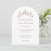 Elegante Vintage Romance Dark Champagne Wedding Einladung (Stehend Vorderseite)