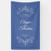 Elegante Vintage Romance Dusty Blue Wedding Willko Banner (Vertikal)