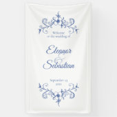 Elegante Vintage Romance Dusty Blue Wedding Willko Banner (Vertikal)