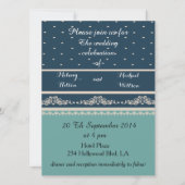 Elegante Vintage romantische Damaskalpolka-Punkte Einladung (Vorderseite)