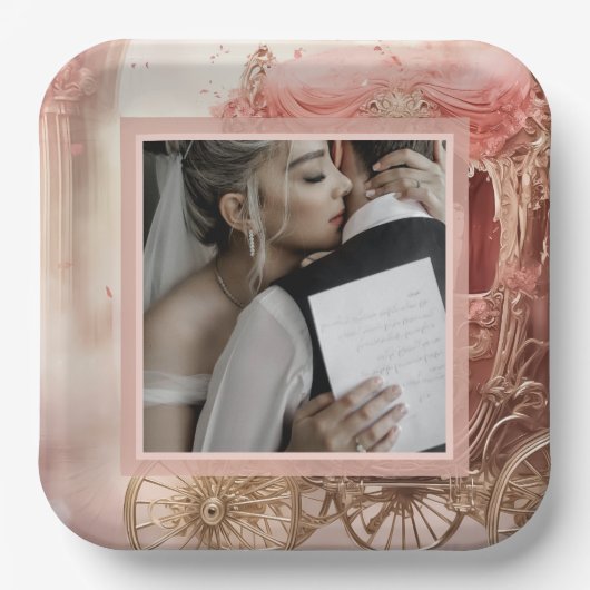 Elegante Vintage romantische Hochzeit Pappteller (Vorderseite)