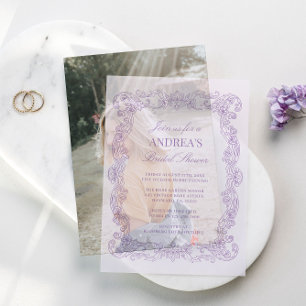 Elegante Vintage Romantische Lavendel-Brautparty Pergament Einladungen