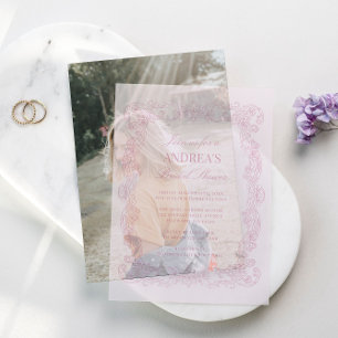 Elegante Vintage Romantische Rosa Brautparty Pergament Einladungen