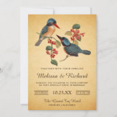 Elegante Vintage romantische Vogelhochzeit Einladung (Vorderseite)