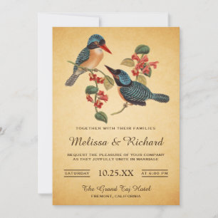 Elegante Vintage romantische Vogelhochzeit Einladung