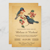 Elegante Vintage romantische Vogelhochzeit Einladung (Vorne/Hinten)