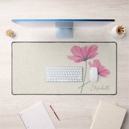 Elegante Vintage rosa Blume fügen den Namen von We Schreibtischunterlage