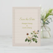 Elegante Vintage Rosa-Blume Save the Date (Stehend Vorderseite)