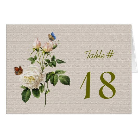 Elegante Vintage Rosa-Blume Tischnummer (Vorderseite (Horizontal))