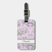 Elegante Vintage Rosa Blütenkulisse Gepäckanhänger (Vorderseite vertikal)