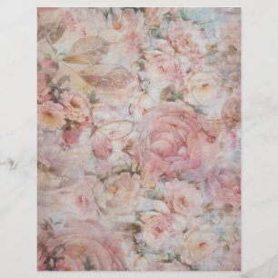 Elegante Vintage-Rosa-Collage-Blumentypografie Flyer
