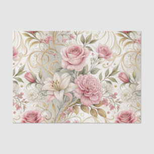 Elegante Vintage-Rosa-Gold-Blumen-Hochzeit Seidenpapier