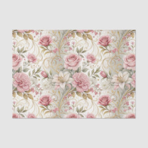 Elegante Vintage-Rosa-Gold-Blumen-Hochzeit Seidenpapier