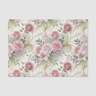 Elegante Vintage-Rosa-Gold-Blumen-Hochzeit Seidenpapier