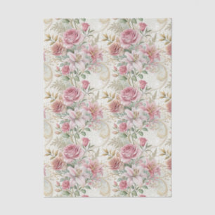Elegante Vintage-Rosa-Gold-Blumen-Hochzeit Seidenpapier