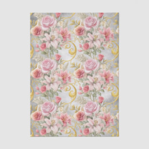 Elegante Vintage-Rosa-Gold-Blumen-Hochzeitstücher Seidenpapier