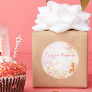 Elegante Vintage Rosa Hochzeiten Rose Runder Aufkleber