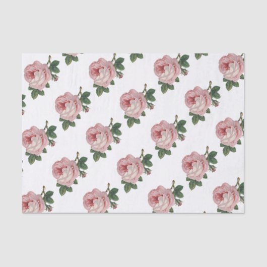 Elegante Vintage rosa Mit BlumenRose Seidenpapier (Vorderseite)