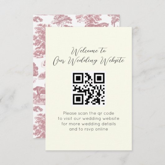 Elegante Vintage Rosa Pferdewanderung Hochzeit Begleitkarte (Vorne/Hinten)