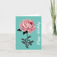 Elegante Vintage Rosa Pfingstrose Glücklicher Gebu