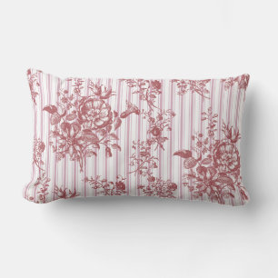Elegante Vintage-Rosa-Rosa-Blumen-Ticking-Streifen Lendenkissen