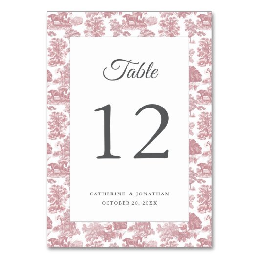 Elegante Vintage Rosa Rosa Tischnummer (Vorderseite)