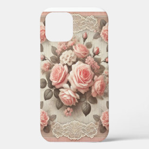 Elegante Vintage-Rosa-Rosen-Blume mit Spitze Case-Mate iPhone Hülle