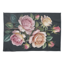 Elegante Vintage-Rosa-Rosen-Blumen-Küchentücher