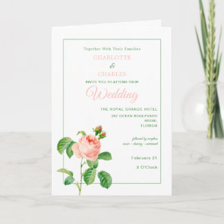 Elegante Vintage-Rosa-Rosen Hochzeits-Einladung Einladung