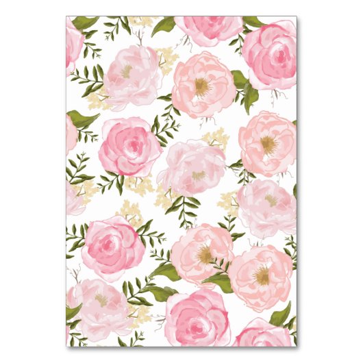 Elegante, Vintage Rosa Rosen Tischnummer (Rückseite)