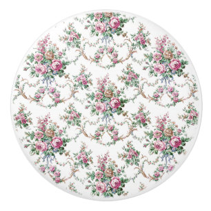 Elegante Vintage rosa Rosen und Swags Keramikknauf
